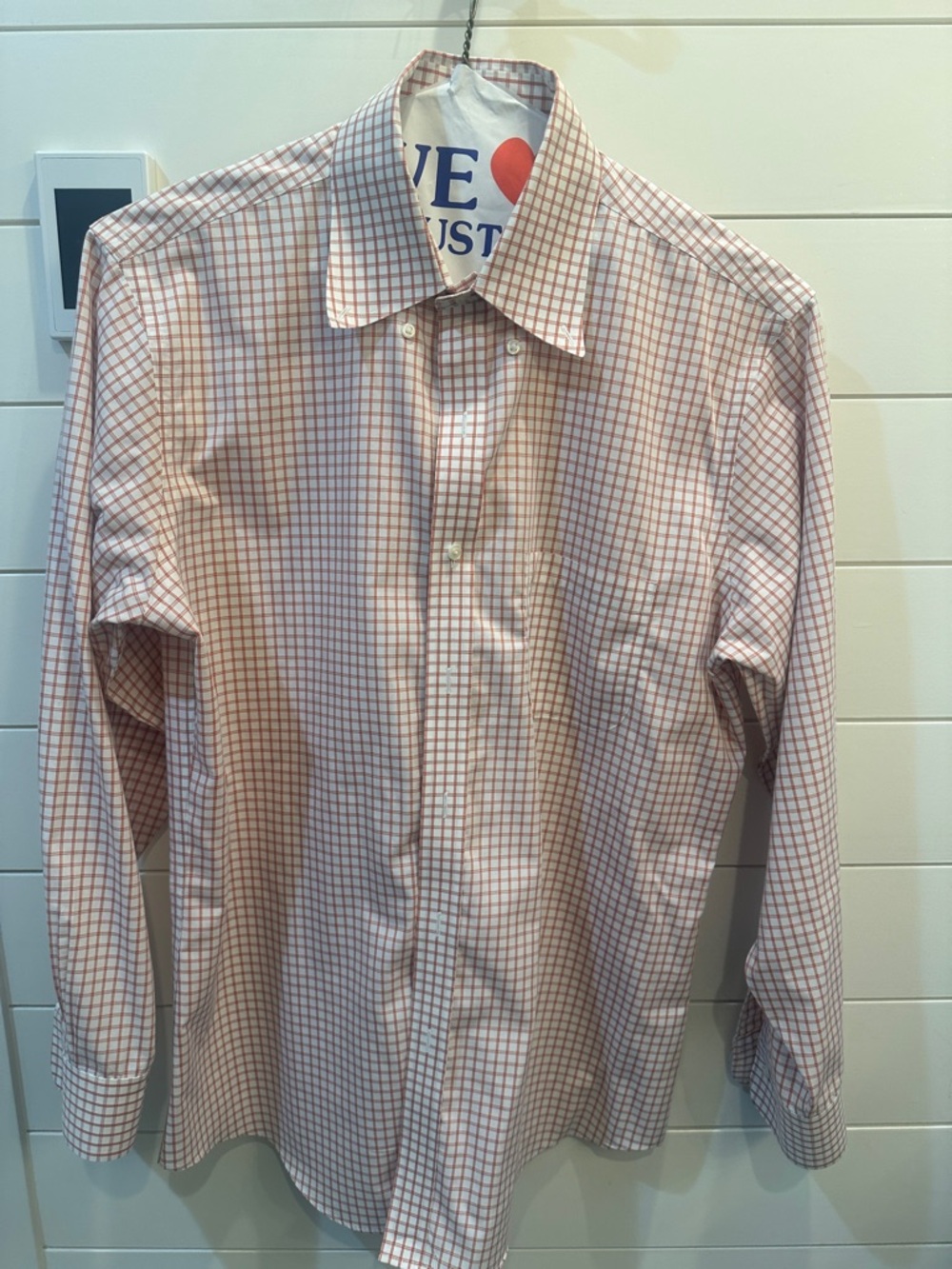 Brooks Brothers regent fit Pink/orange and White Check Dress Shirt 15.5-2/3